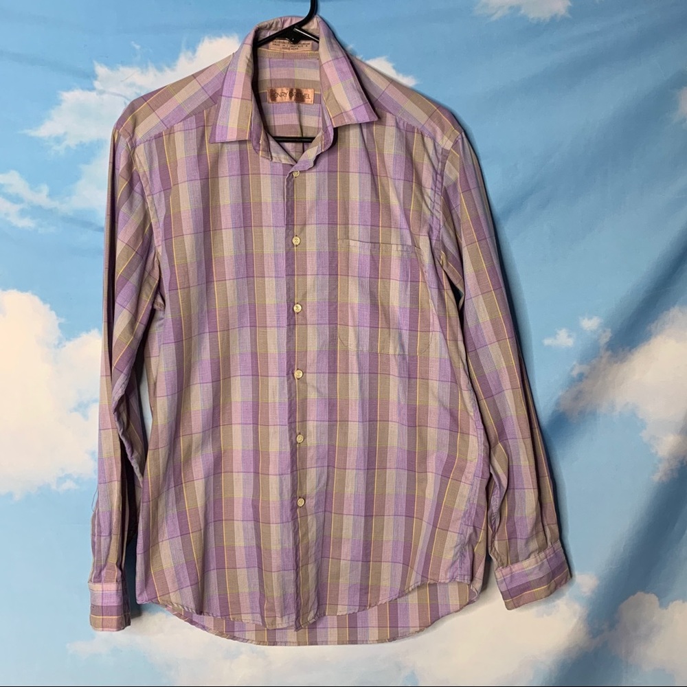 Henry Grethel- Purple Plaid Button Up size Medium